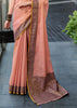 Apricot Peach Woven Linen Tissue Silk Saree