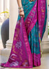 Teal Blue Woven Patola Silk Saree