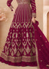 Ochre Red Heavy Embroidered Front Cut Anarkali Set