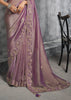 Regal Purple Embroidered Tissue Silk Saree