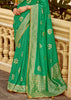 Bright Green Woven Banarasi Designer Silk Saree With Embroidered Blouse