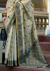 Khadi Beige Woven Tissue Linen Silk Saree