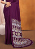 Passion Purple Satin Silk Saree with Ajrakh Printed Pallu and Blouse