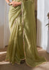 Pre Order: Grass Green Designer Silk Saree