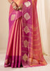 Peach Pink Woven Tissue Silk Saree