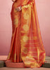 Sunset Orange Woven Tissue Silk Saree