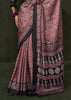 Black And Red Printed Satin Crepe Silk Saree