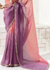 Purple And Pink Designer Organza Tissue Silk Saree