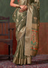 Olive Green Woven Paithani Tissue Silk Saree