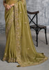 Olive Green Embroidered Tissue Silk Saree