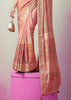 Peach Pink Woven Georgette Silk Saree