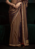 Coffee Brown Designer Tissue Silk Saree With Printed Blouse