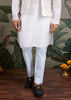 Bright White Plain Kurta with Jacquard Jacket