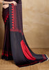Pirate Black Printed Satin Silk Saree