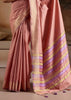 Peach Pink Woven Banarasi Silk Saree