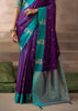 “Exclusive Offer” : Purple Woven Banarasi Satin Silk Saree
