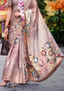 Mauve Purple Satin Crepe Printed Silk Saree