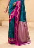 Coral Blue Woven Satin Silk Saree