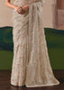 Sand Beige Embroidered Designer Silk Saree