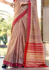 Mauve Beige Woven Cotton Linen Saree