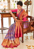 Mayuri: Kanjivaram Leheriya Saree Featuring Majestic Peacocks In Shades of Purple and Red (7659199332545) (7704220827841)