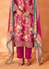 Queen Pink Embroidered Suit Set With Floral Print