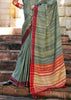 Frosty Green Woven Cotton Linen Saree