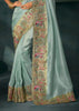 Angel Blue Embroidered Designer Tissue Saree