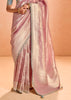 Soft Pink Woven Banarasi Designer Tissue Silk Saree With Embroidered Blouse