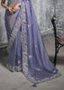 Lavender Embroidered Tissue Silk Saree