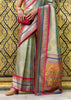 Azure Blue Tissue Banarasi Silk Saree with Contrast Border