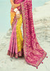 Yellow & Pink Woven Georgette Bandhej Designer Saree