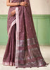 Mauve Purple Woven Linen Silk Saree