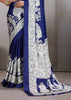 True Blue Printed Satin Silk Saree