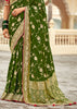 Mehndi Green Woven Banarasi Designer Silk Saree With Embroidered Blouse