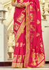 Raspberry Pink Woven Banarasi Designer Silk Saree With Contrast Blouse