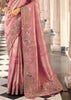 Pastel Pink Designer Embroidered Silk Saree