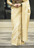 Golden Off White Woven Banarasi Silk Saree