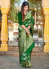 Garden of Roses: Banarasi Floral Jaal Katan Silk Saree in the Shades of Green (7702574104769)