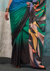 Multicolor Shaded Satin Crepe Printed Silk Saree