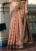 Dry Rose Pink Woven Tissue Linen Silk Saree
