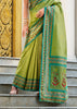 Lime Green  Banarasi Tissue Silk Saree with Contrast Border