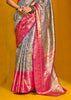 Green And Pink Dual Tone Woven Kanjivaram Silk Saree