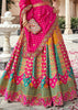 Yellow & Pink Banarasi Silk Embroidered Lehenga