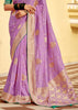 Lavender Purple Woven Banarasi Designer Silk Saree With Embroidered Blouse