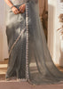 Pre Order: Powder Grey Designer Silk Saree