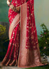 Crimson Red Woven Embroidered Banarasi Silk Saree
