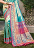 Teal Blue Woven Kanjivaram Silk Saree