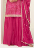 Queen Pink Bandhej Print Embroidered Sharara Set