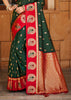 Green & Red Woven Banarasi SIlk Saree